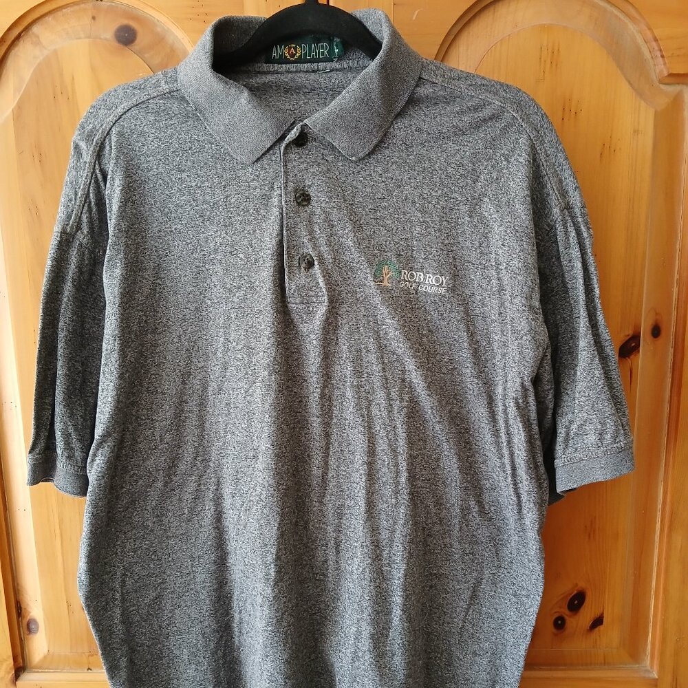 AM Player Mens Golf Casual Polo Shirt Gray Size Large Rob Roy Golf Course (IL)